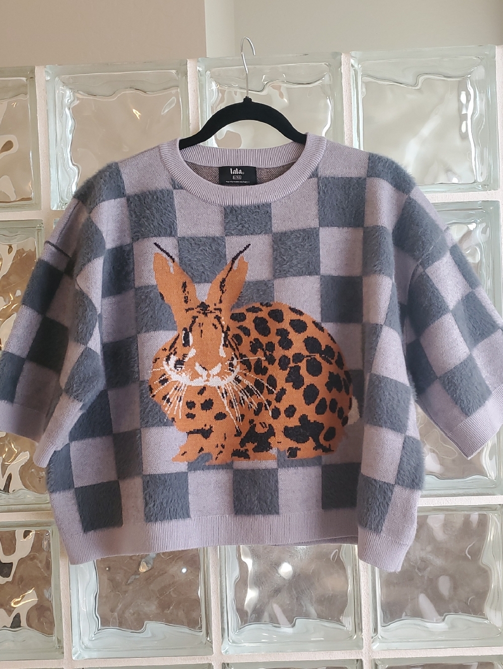 Dressed In LALA Fur Real  Sweater with Leopard-Print Bunny